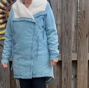 VENUS Light Blue Denim Jacket with White Fleece